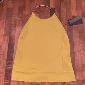ZARA Chartreuse Yellow Open Back Halter Top S